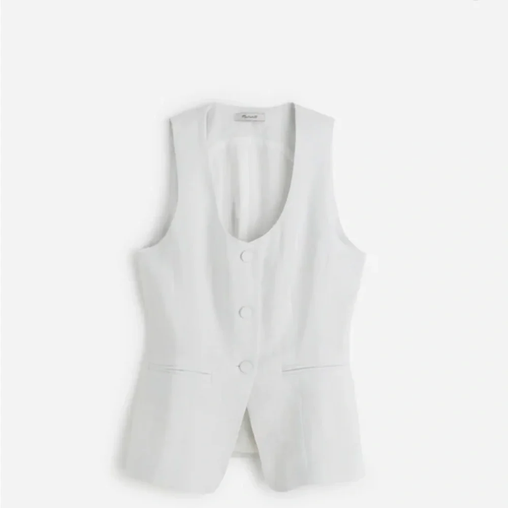 NWT - Madewell - 100% Linen Scoopneck Cutaway Vest - Size 6 in Salt - Picture 7 of 11